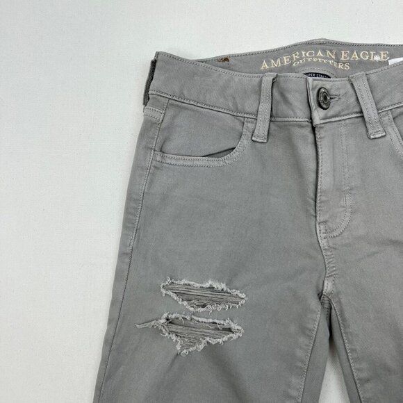 American Eagle Outfitters Women’s Distressed Jeggings Low Rise Gray Size 0 - Picture 4 of 9